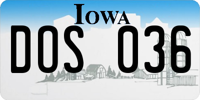 IA license plate DOS036