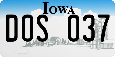 IA license plate DOS037