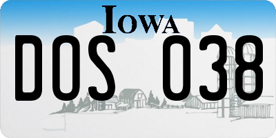 IA license plate DOS038