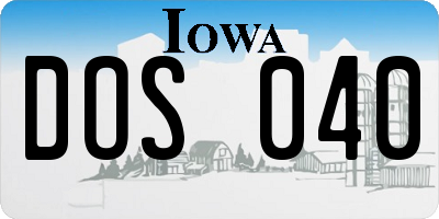 IA license plate DOS040