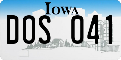 IA license plate DOS041