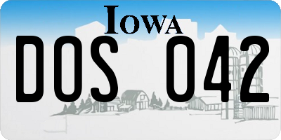 IA license plate DOS042