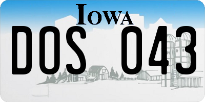IA license plate DOS043