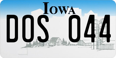 IA license plate DOS044