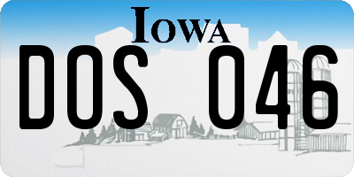 IA license plate DOS046
