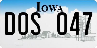 IA license plate DOS047