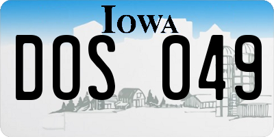 IA license plate DOS049