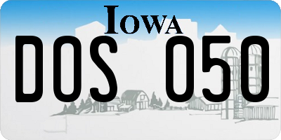 IA license plate DOS050