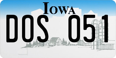 IA license plate DOS051