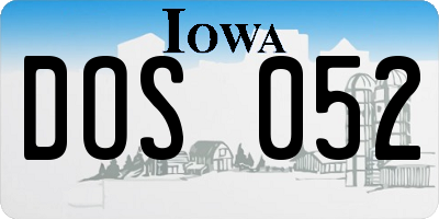 IA license plate DOS052