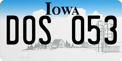 IA license plate DOS053