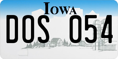 IA license plate DOS054