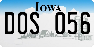 IA license plate DOS056