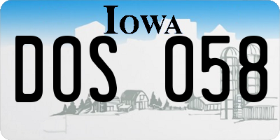 IA license plate DOS058