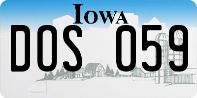 IA license plate DOS059
