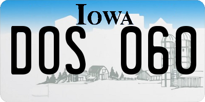 IA license plate DOS060