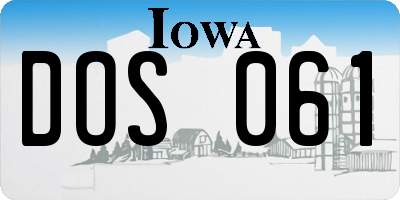 IA license plate DOS061