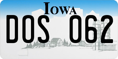 IA license plate DOS062