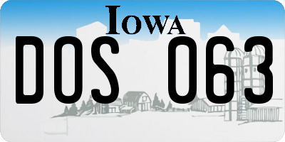 IA license plate DOS063