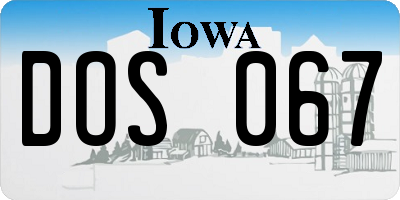 IA license plate DOS067