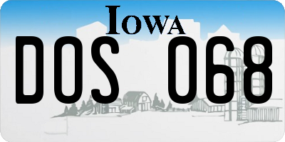 IA license plate DOS068