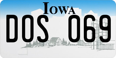 IA license plate DOS069