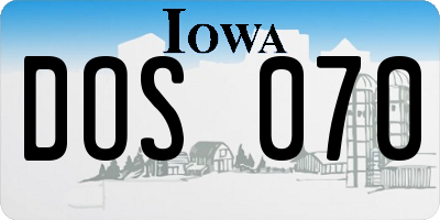 IA license plate DOS070