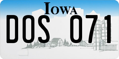 IA license plate DOS071