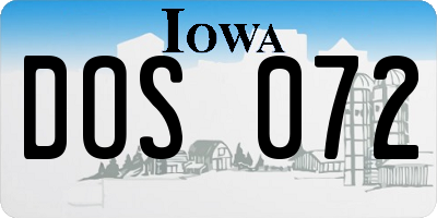 IA license plate DOS072