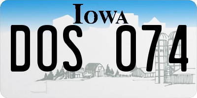 IA license plate DOS074