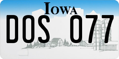 IA license plate DOS077