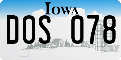 IA license plate DOS078