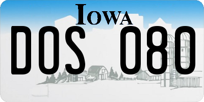 IA license plate DOS080