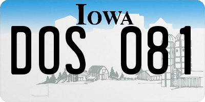IA license plate DOS081