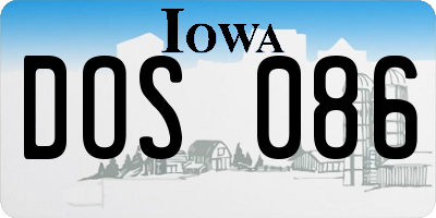 IA license plate DOS086