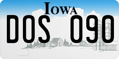 IA license plate DOS090