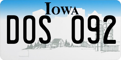 IA license plate DOS092