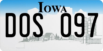 IA license plate DOS097