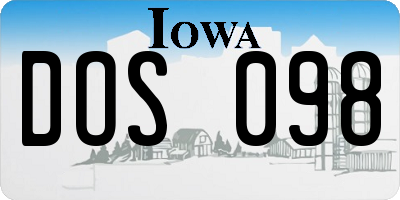 IA license plate DOS098