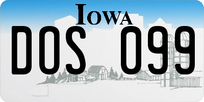 IA license plate DOS099