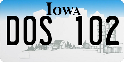 IA license plate DOS102