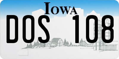 IA license plate DOS108