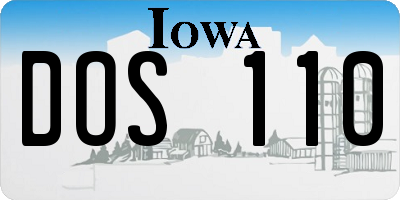 IA license plate DOS110