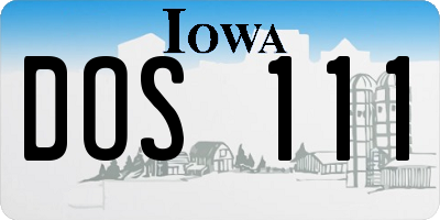 IA license plate DOS111