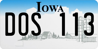 IA license plate DOS113