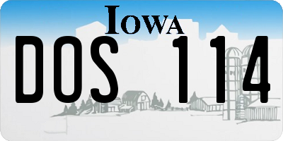 IA license plate DOS114