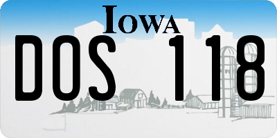 IA license plate DOS118