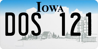 IA license plate DOS121