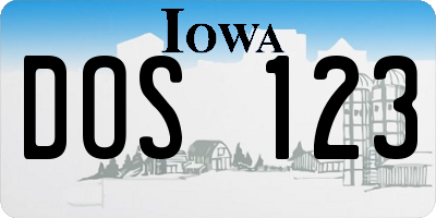IA license plate DOS123