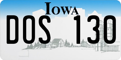 IA license plate DOS130